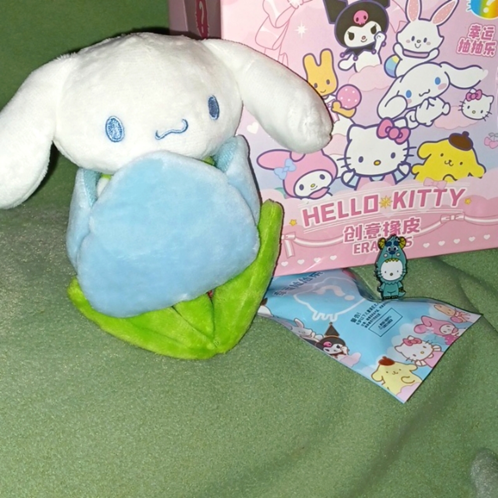NEW Sanrio Cinnamaroll, enameled brooch and Surprise Eraser